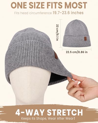 Fleece Lined Winter Beanie for Men Women Warm Windproof Beanies Hats Thick Knit Winter Hat for Cold Weather - color: Grey
