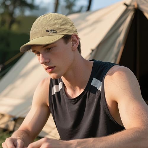 Clakllie Quick Dry Short Brim Cap for Men Lightweight 6 Panel Baseball Cap Golf Dad Hats Women's Running Trucker Hat - color: Cdus-bssq2505-khaki