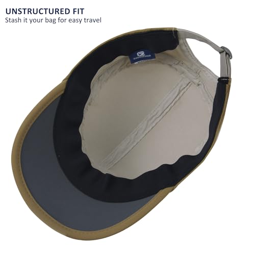 GADIEMKENSD Stretch Army Cap Cadet Military Hats Flat Top Baseball Cap Short Bill Breathable - color: Cream/Khaki