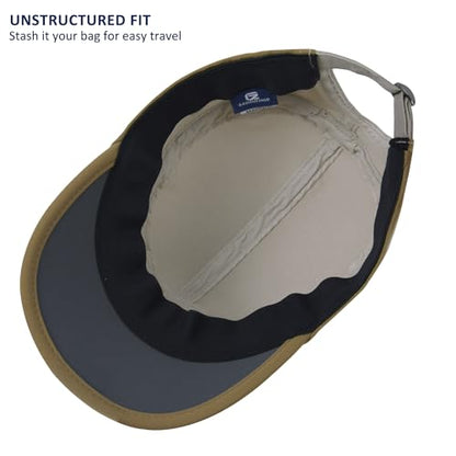 GADIEMKENSD Stretch Army Cap Cadet Military Hats Flat Top Baseball Cap Short Bill Breathable - color: Cream/Khaki