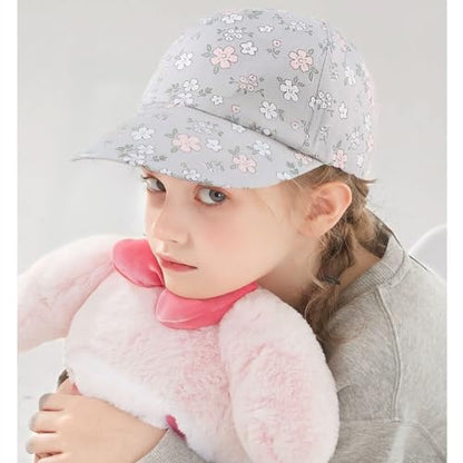 Peecabe Plain Toddler Baseball Hat Unisex Cotton Kids Trucker Hat Adjustable Baby Boys Sun Caps Girls Baseball Cap 1-5Y - color: Flower Gray, size: 6-24 Months