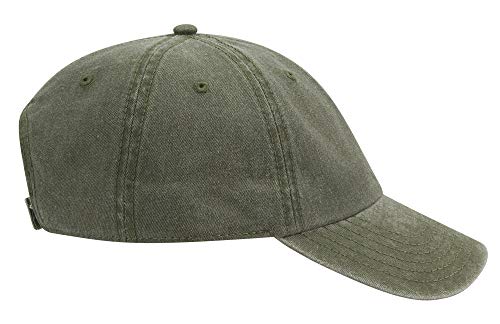 OTTO Garment Washed Pigment Dyed Cotton Twill 6 Panel Low Profile Dad Hat - color: Ol. Green