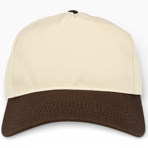E BY ELIDAN Two Tone A-Frame Trucker Hat, 5-Panel Blank Baseball Snapback - color: Stone Brown