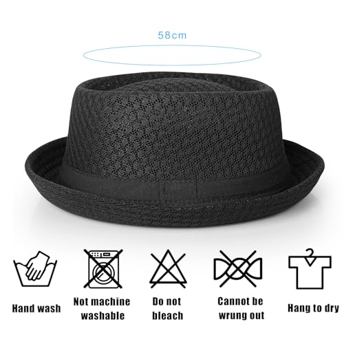 Luwint Cute Fedora Hat - Lightweight Breathable Mesh Crushable Roll Up Short Brim Bowler Derby Cap - color: Black