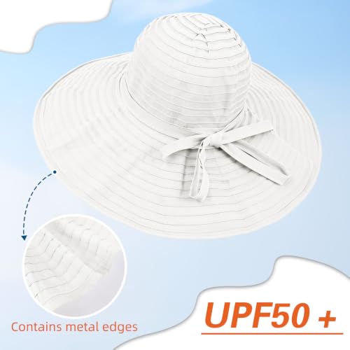 Sun Hat for Men Women UV Protection Wide Brim Fishing Hats Breathable UPF 50+ Boonie Bucket Hats Beach Safari Hiking Garden - color: White