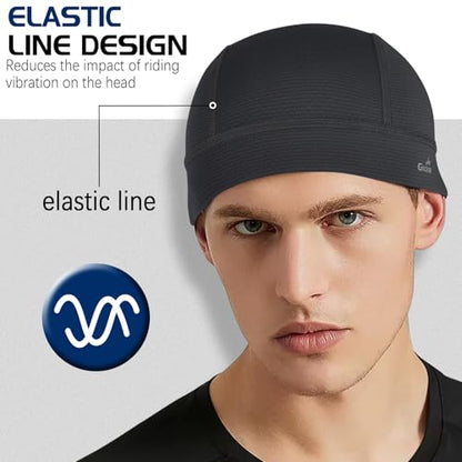 GXCROR Cooling Skull Cap Helmet Liner for Men Women, Moisture Wicking Cycling Cap - color: Black*2
