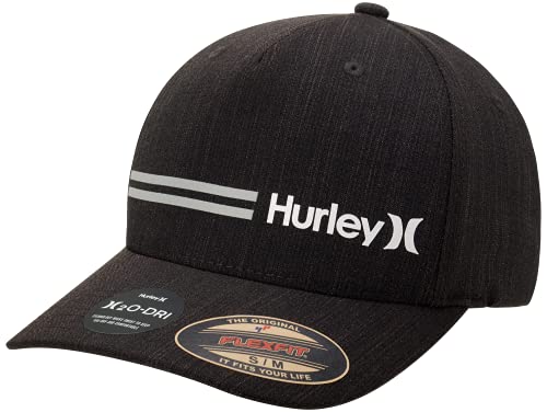 Hurley Mens Breathable Stretch Quick-Dry Fitted Curved Bill Baseball Cap - color: Black, size: Large-X-Large