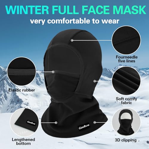 GoxRunx Kids Balaclava Ski Mask,Fleece Face Mask Neck Warmer for Boys Girls,Windproof Face Cover for Cold Weather - color: Black/Rose Pink