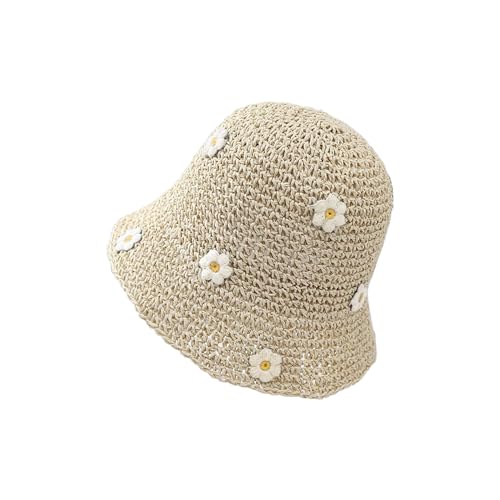 Sun Hat Beach Hat for Womens Summer Straw Hats Foldable Wide Brim Sun Hats Bucket Travel Packable Roll Up - color: Beige H