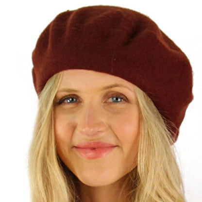 Classic Winter 100% Wool Warm French Art Basque Beret Tam Beanie Hat Cap - color: Brown