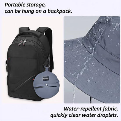 Unisex Bucket Hat Water Repellent Wide Brim Foldable Sun Hat Beach - color: Navy, size: Small