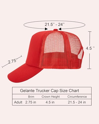 Gelante Polyester Foam Front, Mesh Back 5 Panel Sublimation Trucker Baseball Cap Snapback Hat - color: Red