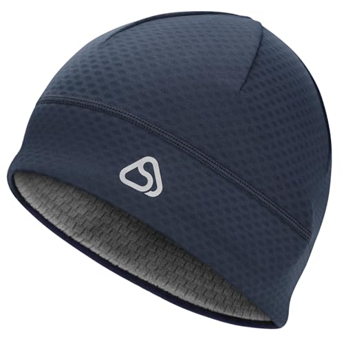 Skull Cap for Men Women Unidirectional Moisture Absorption & Sweat Wicking Quick-Dry Running Hat Beanie, Thermal Helmet Liner - color: Navy Blue