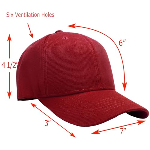 Falari Wholesale Bulk Lot 12-Pack Baseball Cap Adjustable Size Plain Blank Solid Color - color: Burgundy