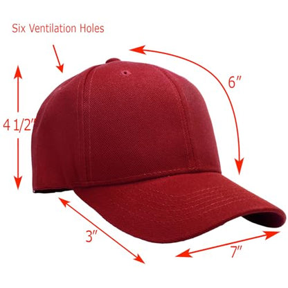 Falari Wholesale Bulk Lot 12-Pack Baseball Cap Adjustable Size Plain Blank Solid Color - color: Burgundy