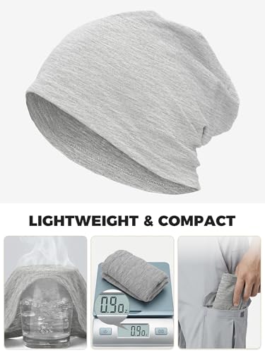 ROYBENS Lightweight 100% Cotton Slouchy Summer Beanie Men Women, Chemo Cap - color: 1pc Light Gray, size: Large