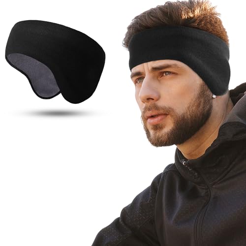 WTACTFUL 1-2 Pack Ear Muffs Ear Warmers, Winter Extra Thick Fleece for Men - color: Black