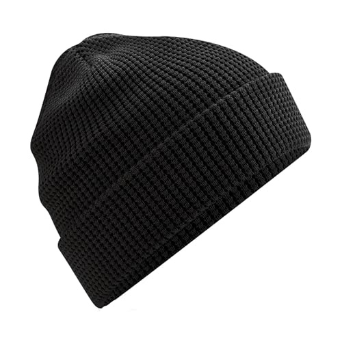 Beechfield B52N Organic Cotton Waffle Beanie - color: Black