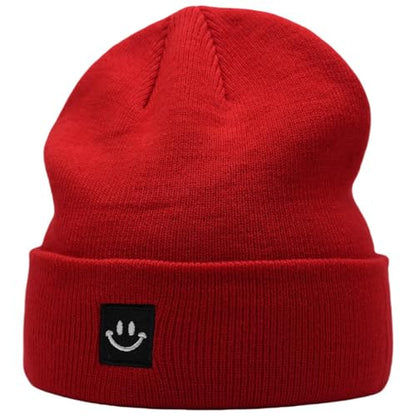 55cube Unisex Winter Beanie Hats Warm Thick Knit Cuffed Skullcaps - color: Red