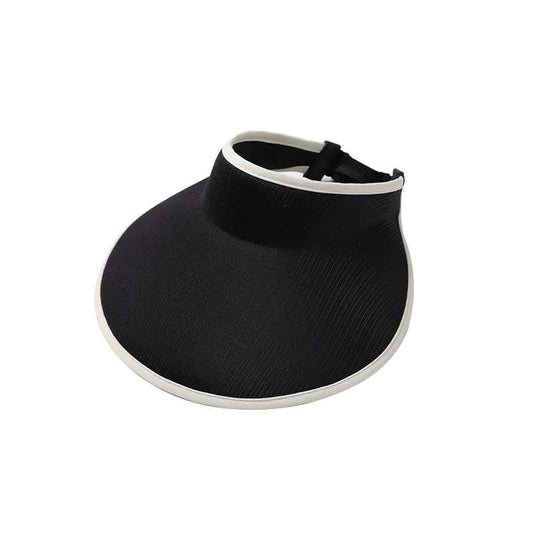Anti-UV Sun Protection All-in-one Open-top Sun hat with Wide Brim to Cover face and Show face for Women - color: Black