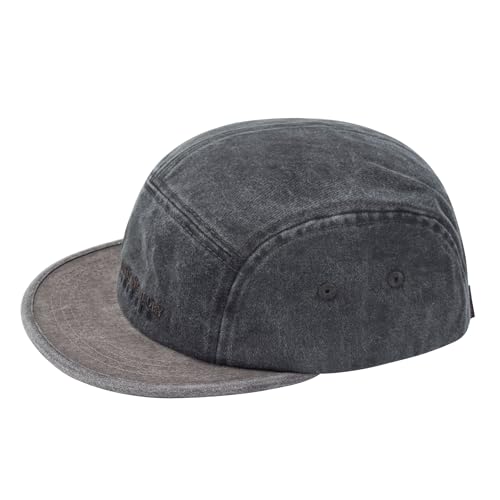 Clakllie Flat Brim Baseball Cap Retro 5 Panel Short Brim Cap Embroidered Trucker Hat Running Hats UPF 50+ Umpire Hats,Gray