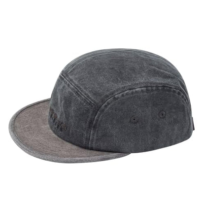 Clakllie Flat Brim Baseball Cap Retro 5 Panel Short Brim Cap Embroidered Trucker Hat Running Hats UPF 50+ Umpire Hats,Gray