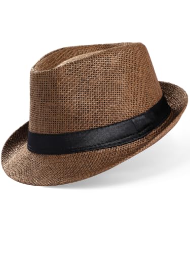 BABEYOND Men's 1920s Short Brim Trilby Fedora Hat - color: U-coffee