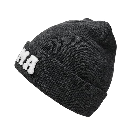 ZOORON Beanie for Men Women Warm Winter Hat Unisex Soft Knit Cuffed Beanie - color: 1pack-mom-grey
