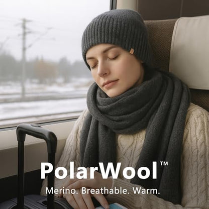 TOP-EX PolarWool Merino Wool Beanie with Soft Polartec Fleece Lining - color: Grey, size: X-Large-XX-Large