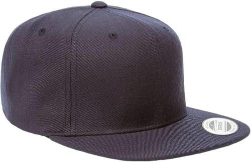 YP Classics 6089 Wool-Blended 6 Panel High Profile Flatbill Snapback Cap - color: Dark Navy
