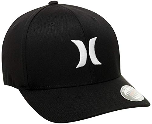 Hurley Mens Baseball Cap Moisture Wicking Flexfit Fitted Hat for Men - color: Black/White, size: Small-Medium
