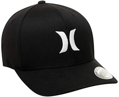 Hurley Mens Baseball Cap Moisture Wicking Flexfit Fitted Hat for Men - color: Black/White, size: Small-Medium