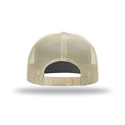 Richardson 168 Hi-Pro 7 Panel Adjustable Snapback Trucker Mesh Back Cap - color: Brown/Khaki