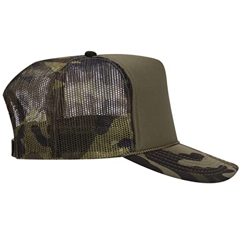 OTTO Wholesale 12 x Polyester Foam Front 5 Panel High Crown Mesh Back Trucker Hat - (12 Pcs) - color: Camo 021cpb