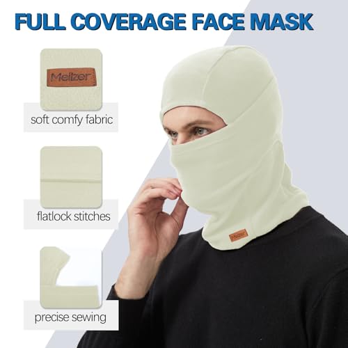 Winter Balaclava Ski Mask for Men Women - Windproof Thermal Face Mask for Snowboard Cycling Running for Cold Weather - color: Beige