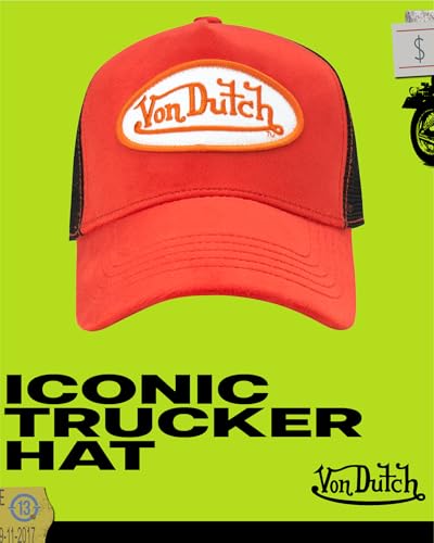 Von Dutch Unisex Velvet Trucker Hat, Curved Bill, Mesh Back, Snapback - color: Red