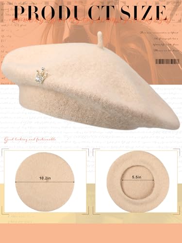 3 Pcs Beret Hats for Women - color: Beige
