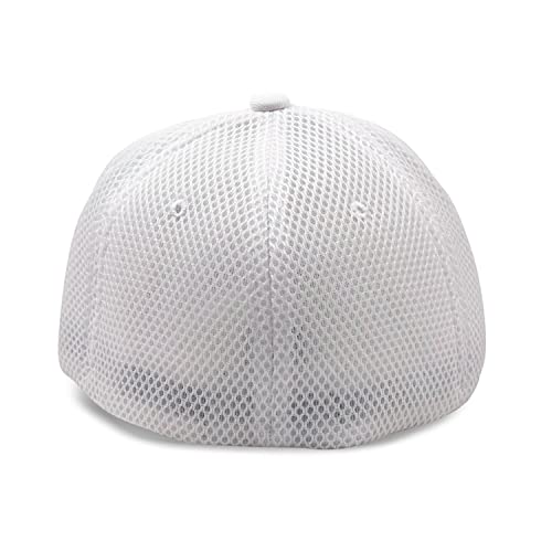 [2 Pack] Hybrid Stretch-Fitted Trucker Cap, Baseball Cap with Air Mesh - color: 2pk White (Air Mesh), size: Large-X-Large