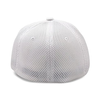 [2 Pack] Hybrid Stretch-Fitted Trucker Cap, Baseball Cap with Air Mesh - color: 2pk White (Air Mesh), size: Small-Medium