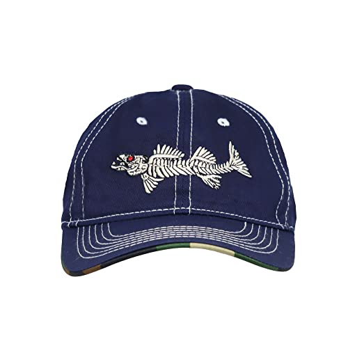 WITHMOONS Cotton Fishing Hat Fish Bone Embroidery Trucker Dad Baseball Cap YZ10119 - color: Navy