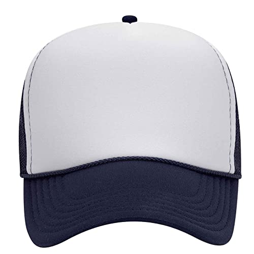 OTTO Wholesale 12 x Cap 5 Panel Mid Profile Mesh Back Trucker Hat - color: Nvy/Wht/Nvy