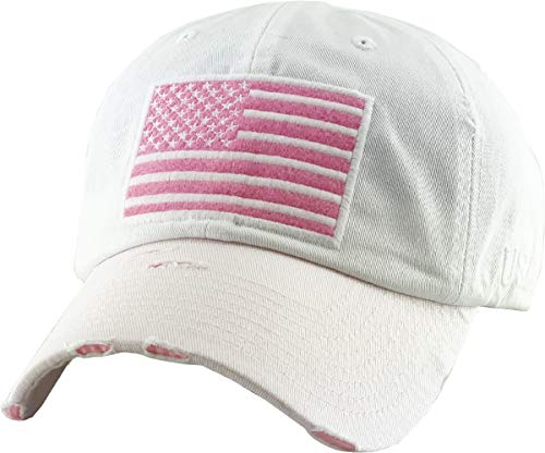 KBETHOS Flag USA America Military Thin Blue Line Thin Red Line Vintage Distressed Baseball Cap Dad Hat Unisex Adjustable… - color: White Pink Tactical Operator Classic