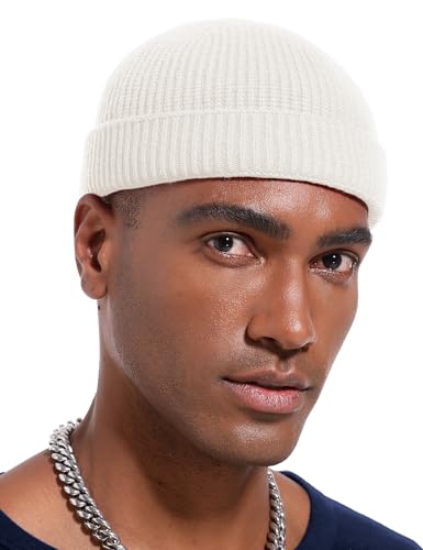 vidsel Thin Wool Fisherman Beanie Hat for Men Women Fall Winter Fashion Cap - color: 1-white