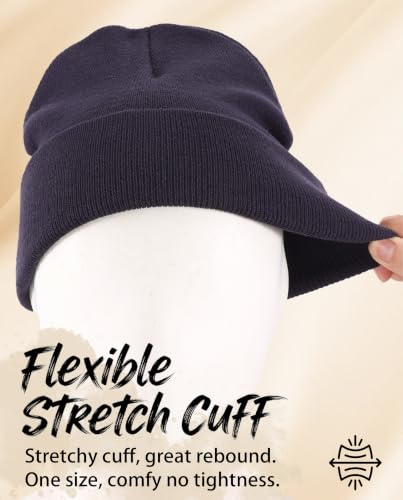 Connectyle Men's Cuffed Beanie Hat Double Layer Knit Winter Watch Cap - color: Navy Blue