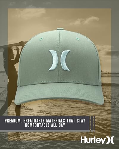 Hurley Mens Textured Fitted Baseball Cap, Moisture Wicking, Curved Brim - color: Veranda, size: Large-X-Large