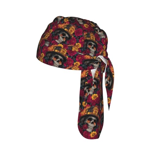 Adjustable Cycling Cap, Quick Dry Sports Bandana Skull Cap Helmet Liner - color: Firefighter Skull