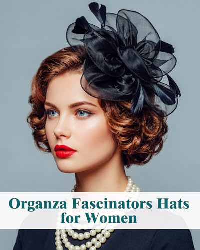 Hoteam 12 Pcs Fascinators Hats Tea Party Derby Headwear for Women - style: Organza Flower Headdress