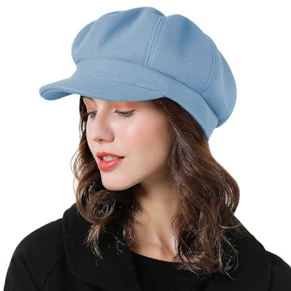 Sumolux Women Beret Newsboy Hat French Cap Classic Winter - color: Denim Blue