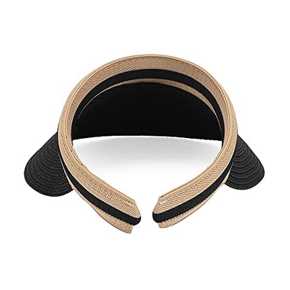 Women Summer Sun Hat Lady's Portable Beach Visor Bowknot Straw Hat - color: Black4