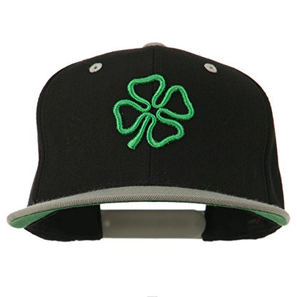 3D Clover Embroidered Two Tone Snapback Cap - color: Black Silver